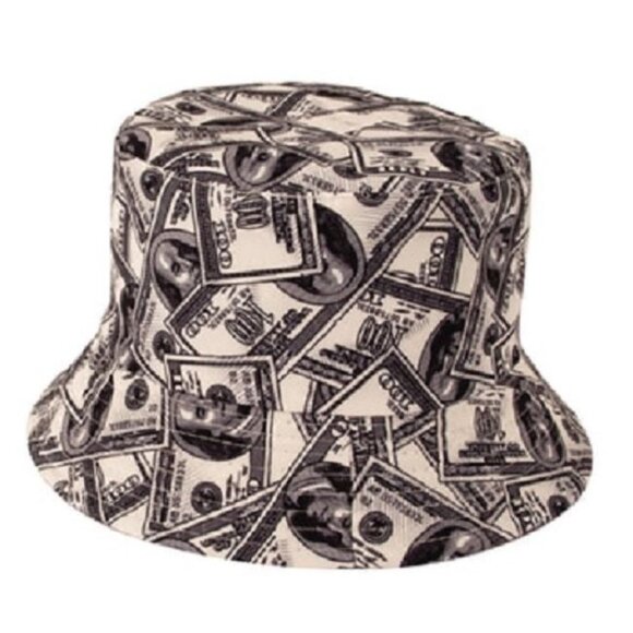 Unbranded Other - New 100 Dollar Bill Bucket Hat Ben Franklin Adult One Size Summer Money Currency